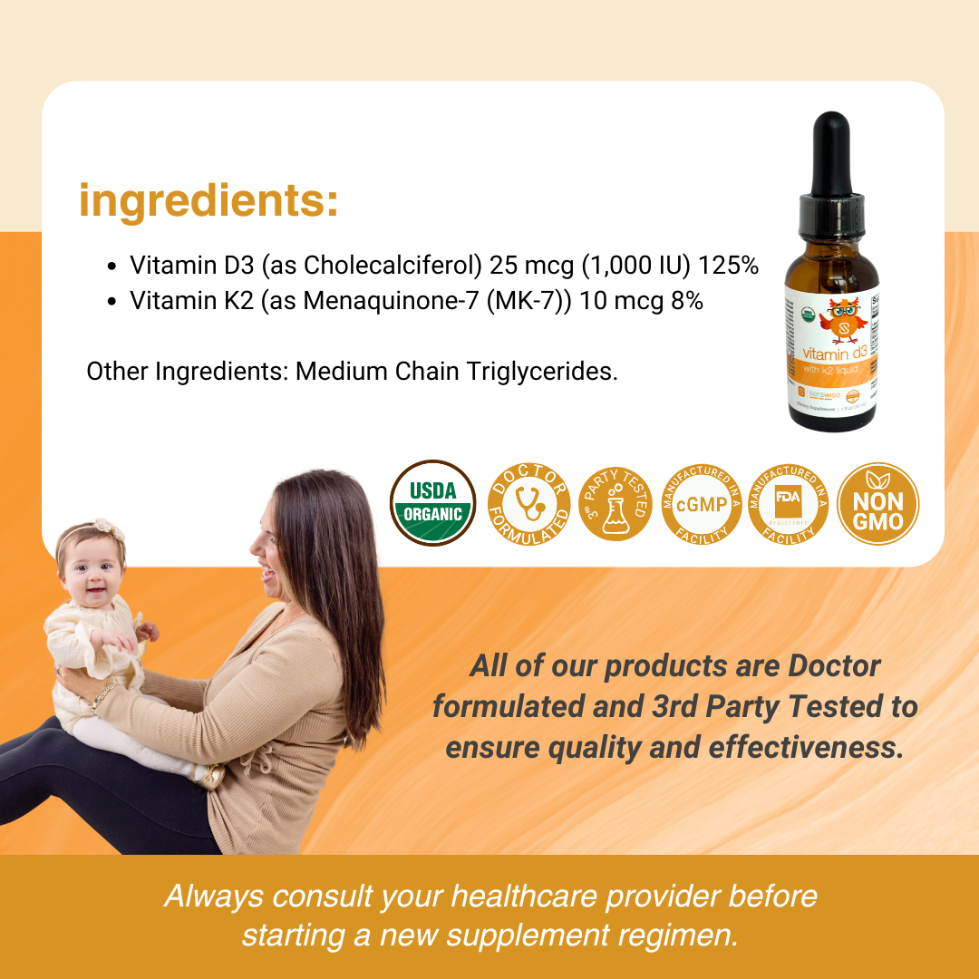 Organic Liquid Vitamin D3 with K2